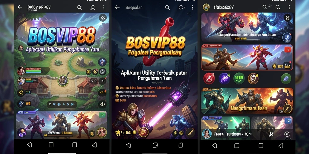 Tampilan antarmuka utama BOSVIP88 dengan fitur-fitur Utility.