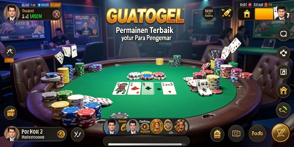 Tangkapan layar utama GUATOGEL menampilkan gameplay poker yang mendebarkan.
