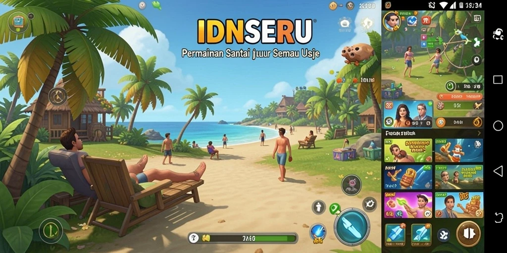 Tampilan gameplay <strong>IDNSERU</strong> dengan desain yang ceria dan interaktif.