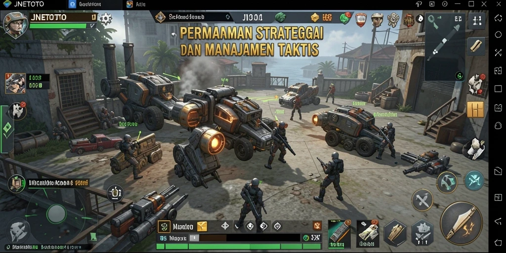 Tampilan layar utama JNETOTO memperlihatkan aksi pertempuran SLG yang mendebarkan.