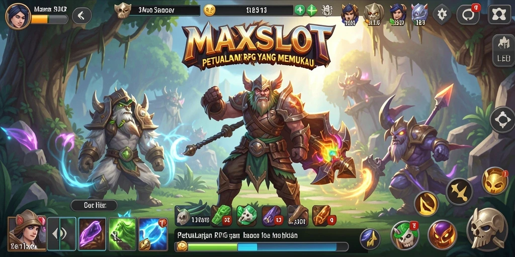 Tampilan gameplay seru di dunia RPG MAXSLOT yang menawan.
